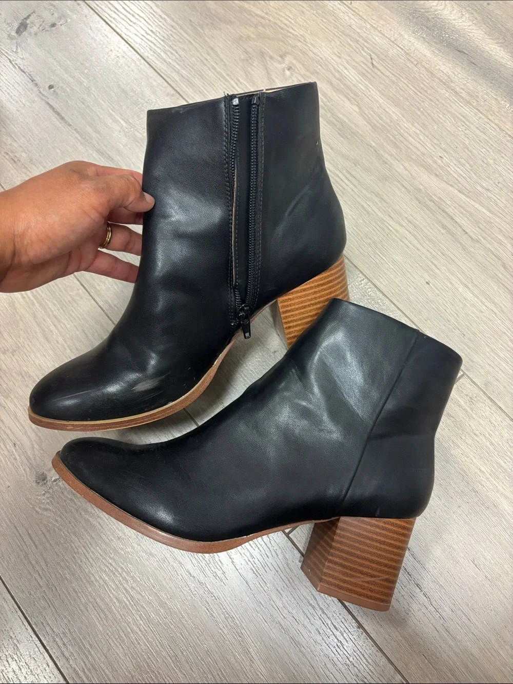 J. Crew Black Leather Ankle heel Booties